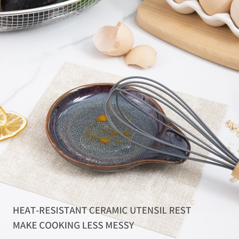 Farmhouse Ceramic Spoon Rests Holder,Coffee Spoon,Cooking Utensil,Ladles, Tong for Kitchen