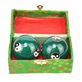 Sarini 1 Pair Jade Massage Balls Chinese Tai Chi Pattern Hand Massage Balls Baoding Balls for Blood Circulation and Muscle Relief 47mm