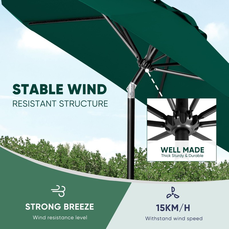 Tempera 10ft Patio Market Outdoor Table Umbrella with Push Button