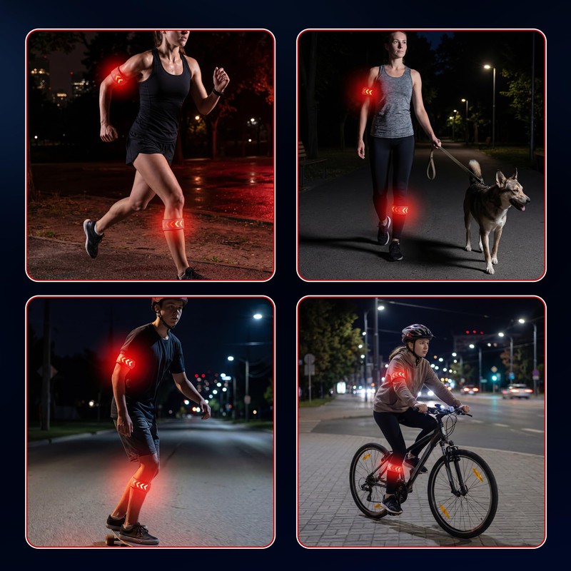 Wood Homing LED Armband for Running - 2 Pack Reflective