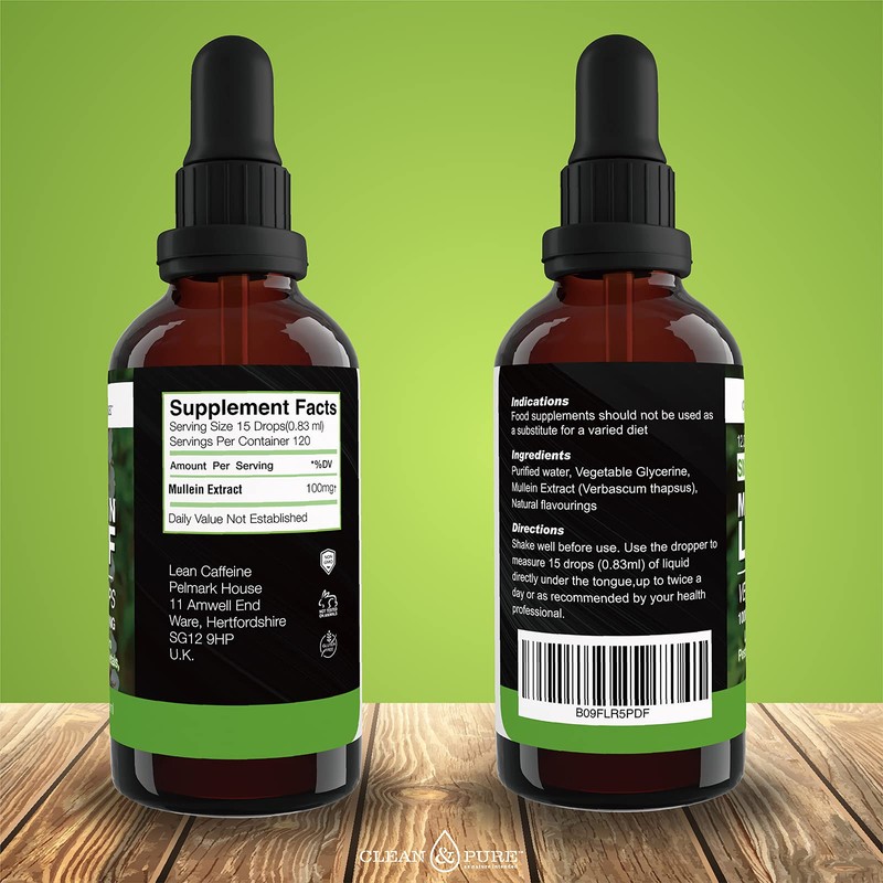 Clean & Pure Mullein Leaf Extract Liquid Drops 100ml |
