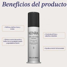 Kenra Professional Curl Defining Crème 5 Crema definidora de rizosRealza la texturaControla frizz y cabellos sueltosDefine y separa rizos y ondasAyuda a resistir la humedadCabello medio a grueso