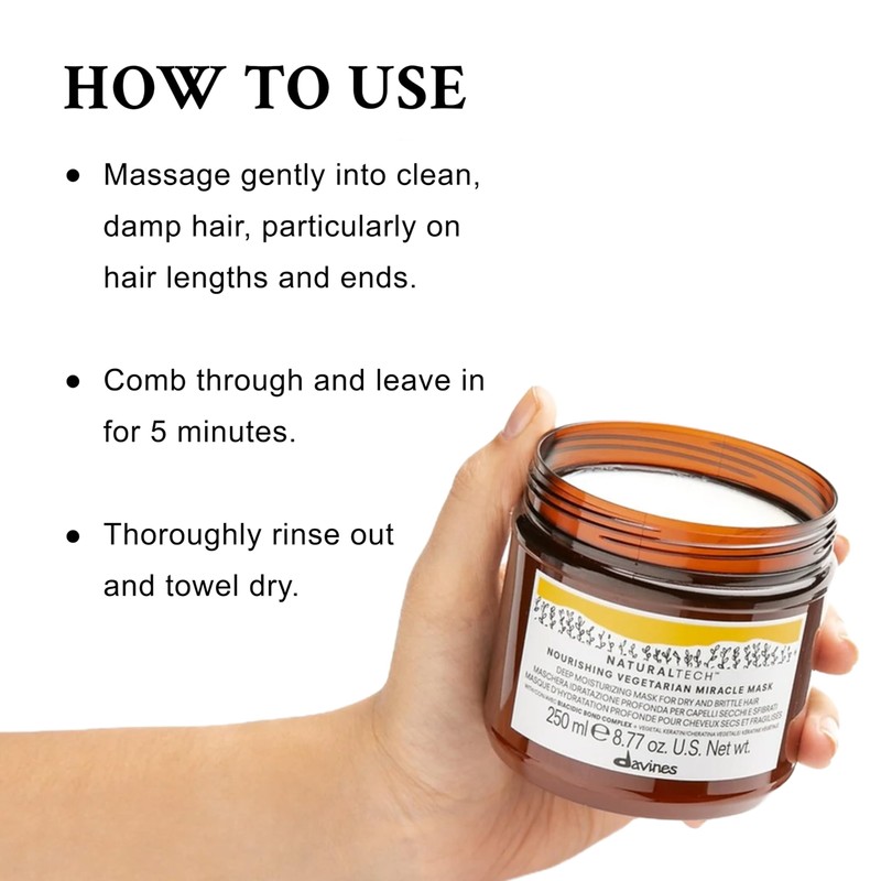 Davines Naturaltech NOURISHING Vegetarian Miracle Mask, Deep Moisturizing For Dry