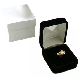 FindingKing 12 Black Velvet Ring Boxes Jewelry Counter Gift Display