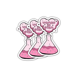 (3 Pcs) Women in STEM Sticker 3x3 - Chemistry - Cute Self Care - Retro Gift for Her - Feminist - Humorous Science Decoration for Laptop, Phone, Water Bottle