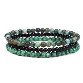 APMGONT Gemstone Stretch Bracelet, 3 Pieces Natural Stone Beads Stretch Bracelet, 4 mm Women's Gemstone Bracelet, Chakra Bracelet Stones, Natural Stone Bracelet Set for Women, Men, Teens, Stone