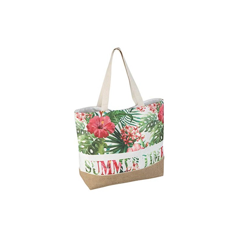 Idena 31018 Summer Time Canvas Beach Bag with Floral Pattern,