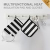susiyo Classic Black and White Striped Oven Mitts and Potholders