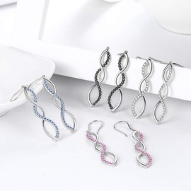 Aurora Tears, Women's 925 Sterling Silver, Spiral Earrings with Small Crystal, Gold-Plated Silver