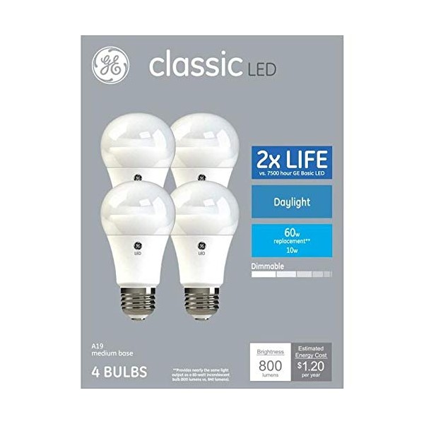 GE Classic 60-Watt EQ A19 Daylight Dimmable LED Light Bulb (8-Pack)