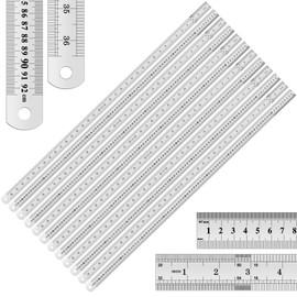 EBOOT 12 Pack 36 Inch Stainless Steel Rulers, Metal Rulers Imperial & Metric Graduations for Precision Measuring Meter Yard Stick for Construction Drafting Woodworking