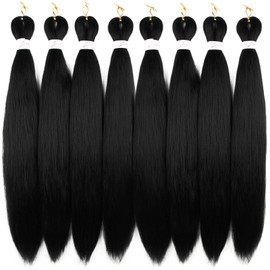 Pre-stretched Braiding Hair Professional Easy Crochet Braid Hair 26 Inch 8 Packs Hot Water Setting Soft Synthetic Braiding Hair Extension for Twist Senegalese Crochet Hair ... (26 inch, 1B)