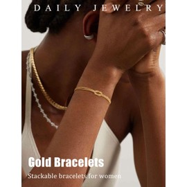 ZHESHY Silver Gold Bracelets for Women Trendy 14K Gold Plated Bracelet for Women Non Tarnish Dainty Stackable Layered Chain Pearl Knot Beaded Bracelets Stack Set Charm Mothers Day Jewelry Gifts