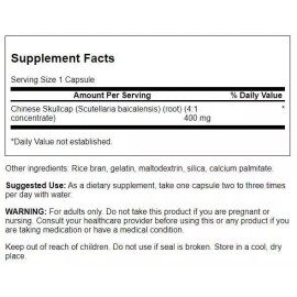 Swanson Chinese Skullcap 400 mg 90 Capsules