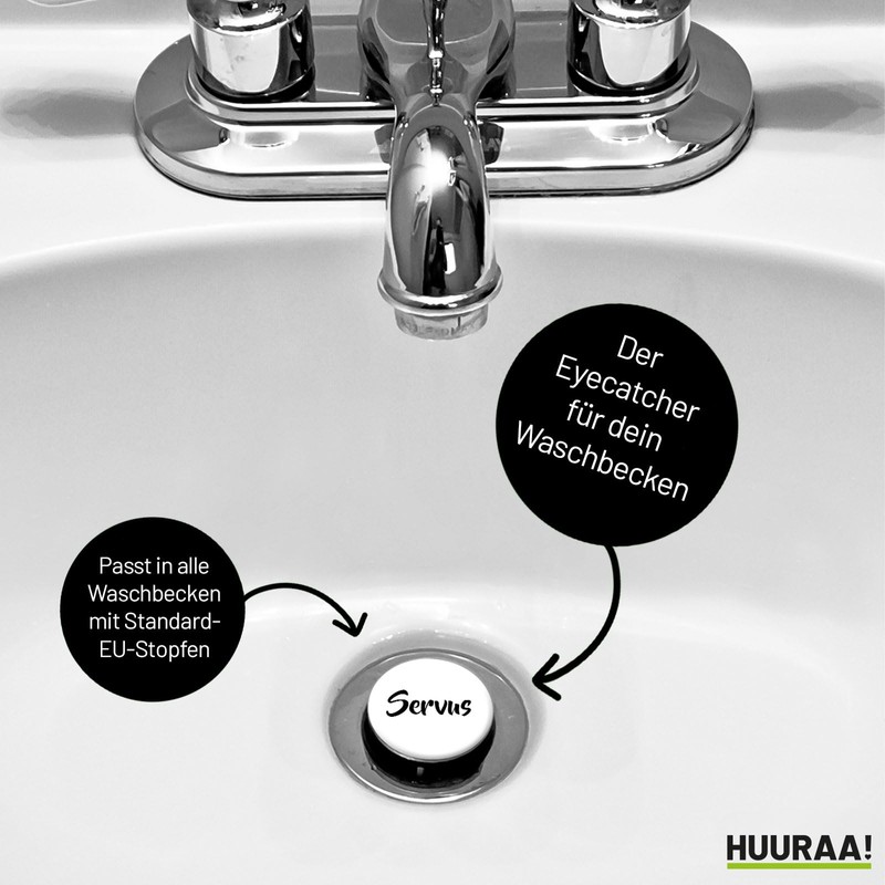 Huuraa Servus Sink Plug with Lettering Gift 4 cm Height