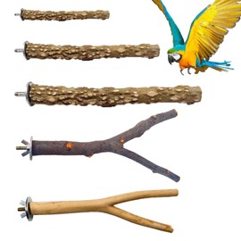Parrot Perch, 5 Pcs Natural Wood Bird Perches for Cage, Sturdy and Comfortable Bird Perches for Cage, Ideal for Budgie Perches for Cage, Perfect for Parrots and Small Birds, Enhances Cage Environment