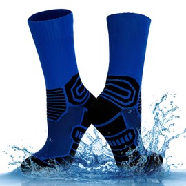 LEOSTEP Outdoor waterproof socks for men and women for ultimate adventure, breathable, durable and comfortable. Ideal for cycling, skiing, mountain biking, golf, running, hiking and fishing, blue