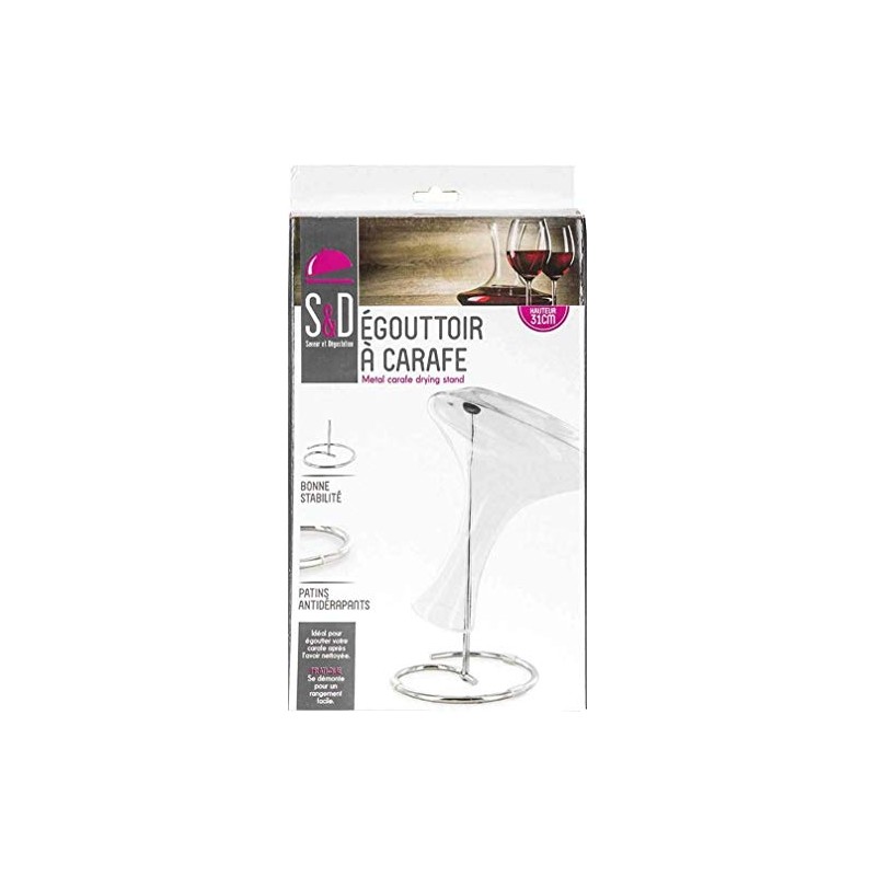 Saveur et Degustation KV7083 Silver Decanter Dryer - 16.8 x 16.8 x 32.2cm
