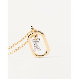 PDPaola Mini Letter X Necklace Letter Name Chain Gold, Sterling Silver, Cubic Zirconia