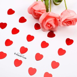 Boao 4500 PCS/10MM Heart Confetti Metallic Foil Glitter Heart Table Confetti Love Sequin Sparkles for Valentine‘s Day Wedding Anniversary Party Table Decoration Supplies, 120g(Red)
