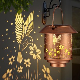 Mother Day Gifts for Mom,Solar Lantern Waterproof Metal Hummingbird Decor Birthday Gifts for Women, Outdoor Hanging LED Decorative Light for Garden Patio Yard Lawn Backyard Front Porch