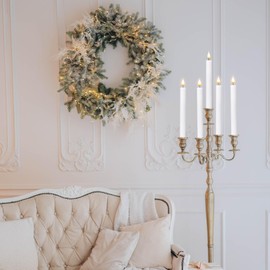 POQCCT LED Flameless Window Candles with Remote Timer 10 PCS Battery Operated Flickering Taper Candle Lights with Removable Sliver Candle Holders Best Gift for Xmas Wedding Home Dinner Décor