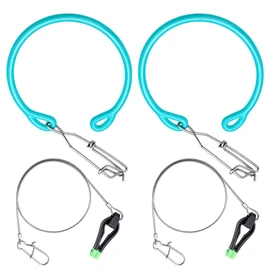 JolliLudo 4 Pcs Fishing Downrigger Line Release Weight Snubber with Cannonball Snap, Release Snap Weights Clips Grip with Heavy 18" Monofilament Leader for Inshore Fishing Kite Trolling