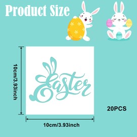 CIEMODA CIEMODA 4 * 4 Inch Easter Stencils Set,Easter Stencils for Painting on Wood Slice, 20 Pcs Reusable Stencil Set Including Bunny Eggs Happy Easter for Easter Party Decorations