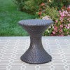 16-Inch Multi-Brown Wicker Hourglass Side Table for Outdoor Use