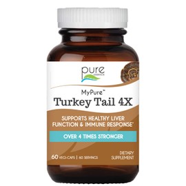 PURE ESSENCE LABS Organic Turkey Tail 4X Mushroom Extract, Vegan Mushrooms Supplement for Immune Building, 60 Capsules