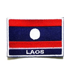 Nipitshop Patches Laos Country Flag Iron On Embroidered Patch Flag National Emblem Patch for T-Shirt Jeans Skirt Vests Scarf Hat Bag Fabric Costume
