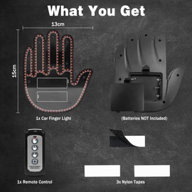 Civikyle LED Car Finger Light Hand Gesture Sign with Remote Control Car Window Accessories Funny Gadgets for Men Car Truck Driver Cool Gifts (Red)