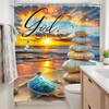Newsely Beach Sea Turtle Shower Curtain 60Wx72H Inch Bible Verse