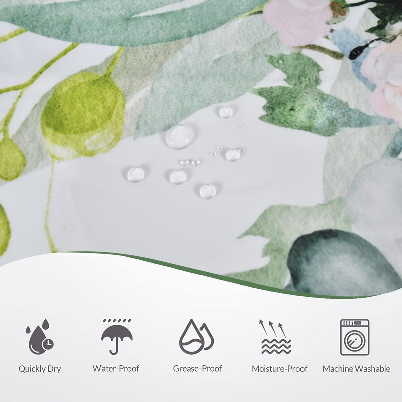 GKLEASG Sage Green Eucalyptus Shower Curtain Watercolor Leaves Floral Spring