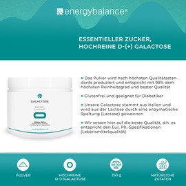 EnergyBalance Pure D-Galactose Powder - Sugar for the Brain - Vegetarian, Lactose Free, Gluten Free - Quality from Switzerland - 250 g