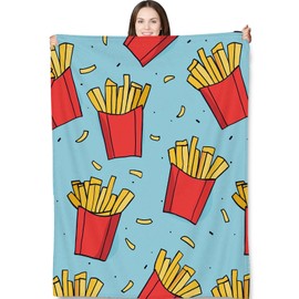 Turamurra French Fries Blanket Gifts for Adults and Kids Funny Food Throw Blankets for Bed Room Couch Soft Lightweight Warm Cozy Throws Decor 50x60in