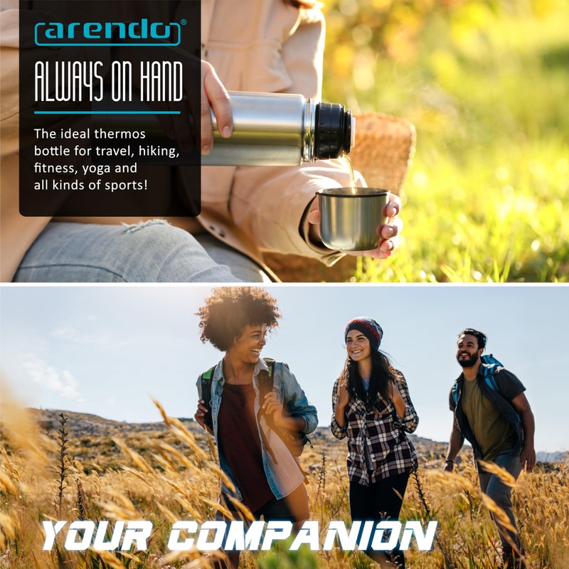 Arendo Thermos Stainless 1L, Thermos Coffee Flask SUS 304 Stainless