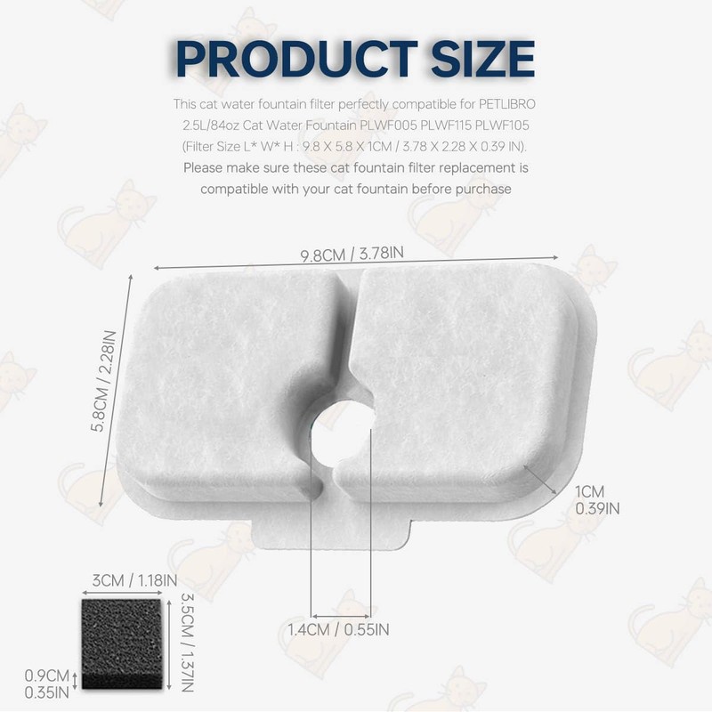 Acmerota 16 Pack Cat Fountain Filter Replacement for Petlibro Water