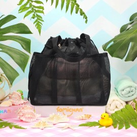 Mesh Shower Caddy Portable with Drawstring, Dorm Room Essentials