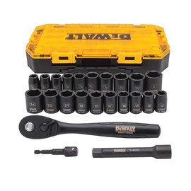 DEWALT Impact Socket Set with Ratchet, Metric/SAE, 1/2" Drive, 23-Piece Set with Case (DWMT74739)
