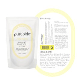 PUREBBLE Foaming Hand Soap, Citrus Yellow, 10.14fl.oz (Refill, Pack of 3) | with Hyaluronic Acid, Lemon Scent | For Kitchen and Bathroom | Cruelty Free Sulfate Free