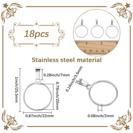 SOFPLATE 1 Box 18Pcs Small Open Bezel Charms Open Circle Charms Hollow 20mm Round 304 Stainless Steel Frame Silver Epoxy Resin Pendant Findings for Jewellery Making Charms Bracelet Earrings DIY Crafts