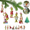 Grinch Christmas Ornament Decorations, 8PCS Stocking Cap Funny Santa Ornament