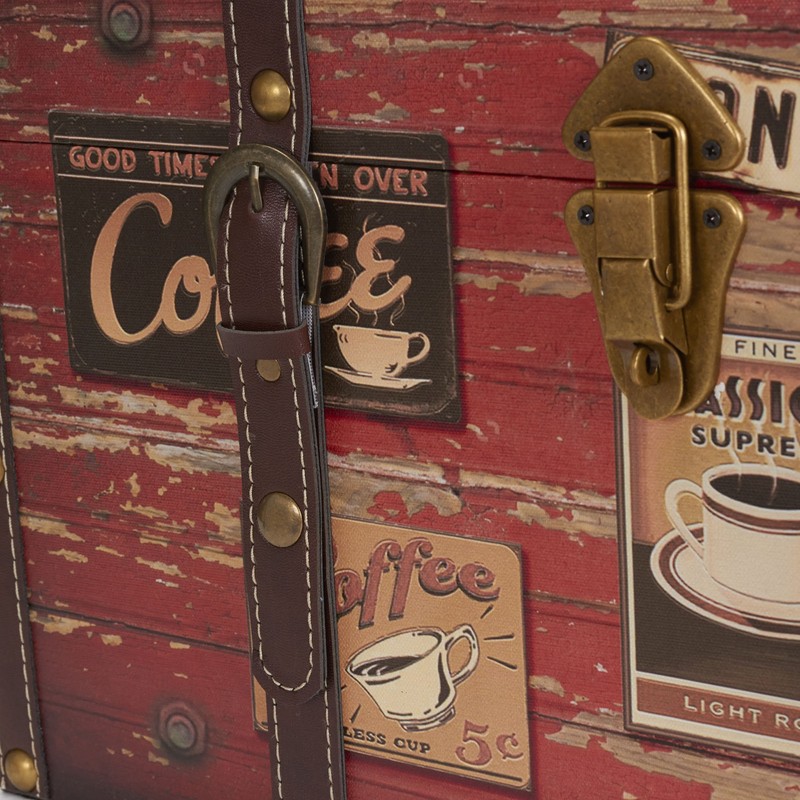 Household Essentials Medium Decorative Trunk, Coffee Shop Faux Decoupage, Antique
