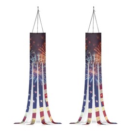 Binienty 4th of July Decor - 2 Pack Wind Socks for Outside Heavy Duty American Flag Windsock, for Memorial Day Independence Day & All Patriotic Events Outdoor Yard Garden Decor