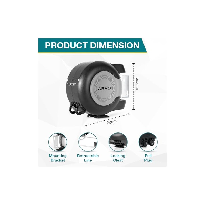 ARVO ARVO Wall Mounted Double Retractable Washing Line - 30m