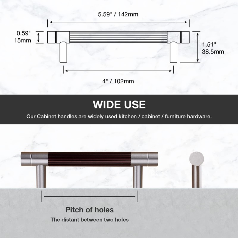 TRUSTMI Cabinet Pulls 10 Packs 4-Inch Hole Center Splined Solid