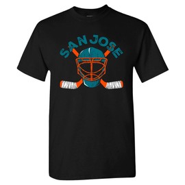 San Jose Hockey - Team Mask Men's Fan T-Shirt (Black Shirt, M)