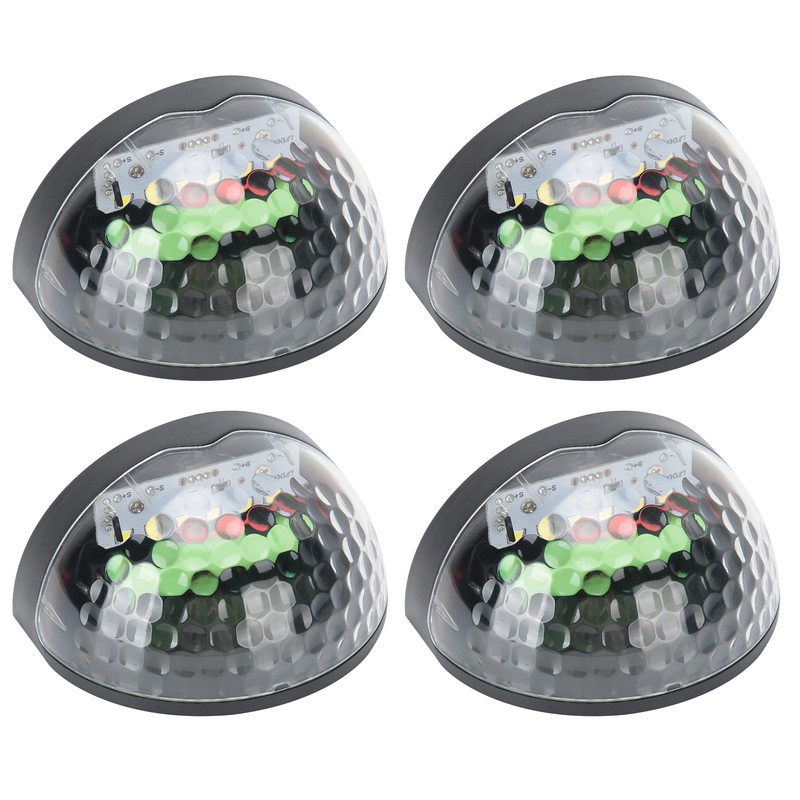 4Pcs Outdoor Waterproof Semicircle 6LED Solar Power Wall Lamp Black