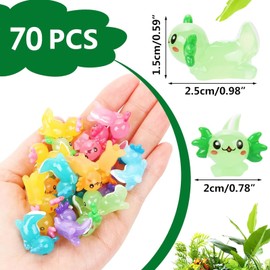 Tearmier 70 Pcs Mini Axolotl Resin Figures, Miniature Animal Figurines for Ornaments, Toys, DIY Craft, Dollhouse and Potted Plant Decorations (70 Pcs)